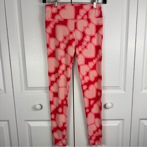 Lularoe Women's Leggings One Size Heart Chain Pattern Red Pink